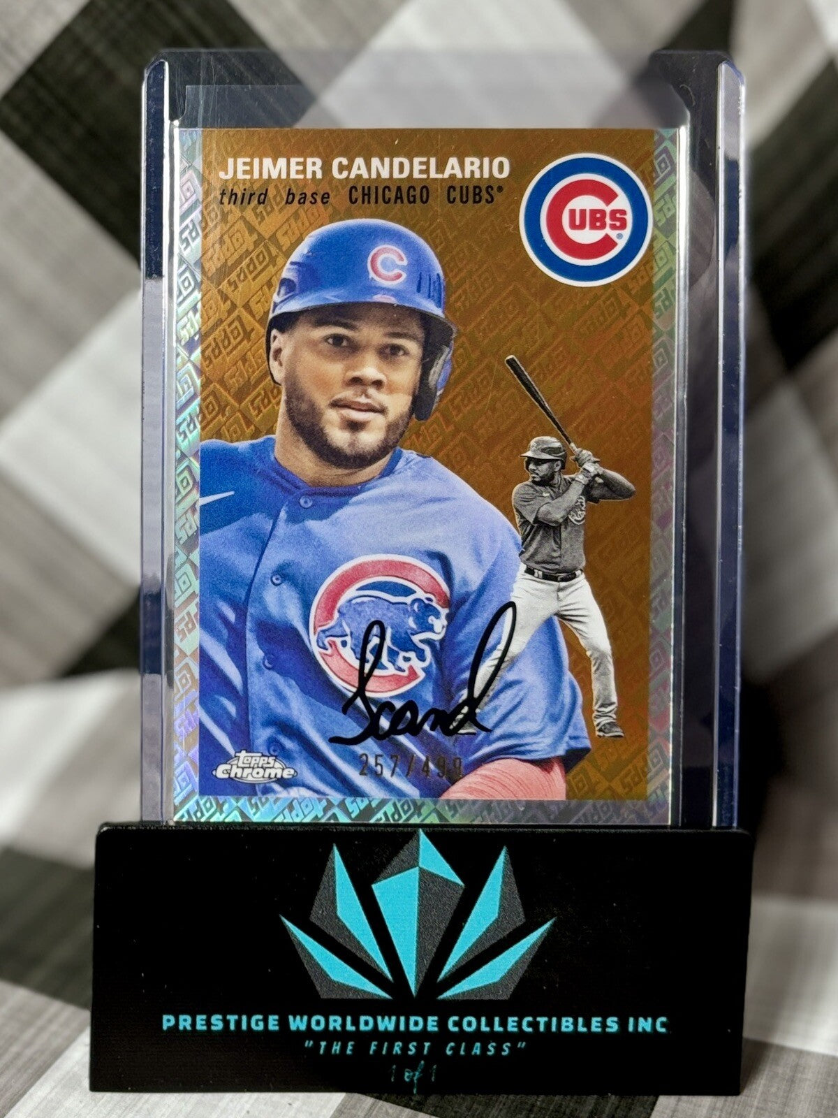 Jeimer Candelario 2023 Topps Chrome Platinum Topps Refractor /499 #334 Cubs