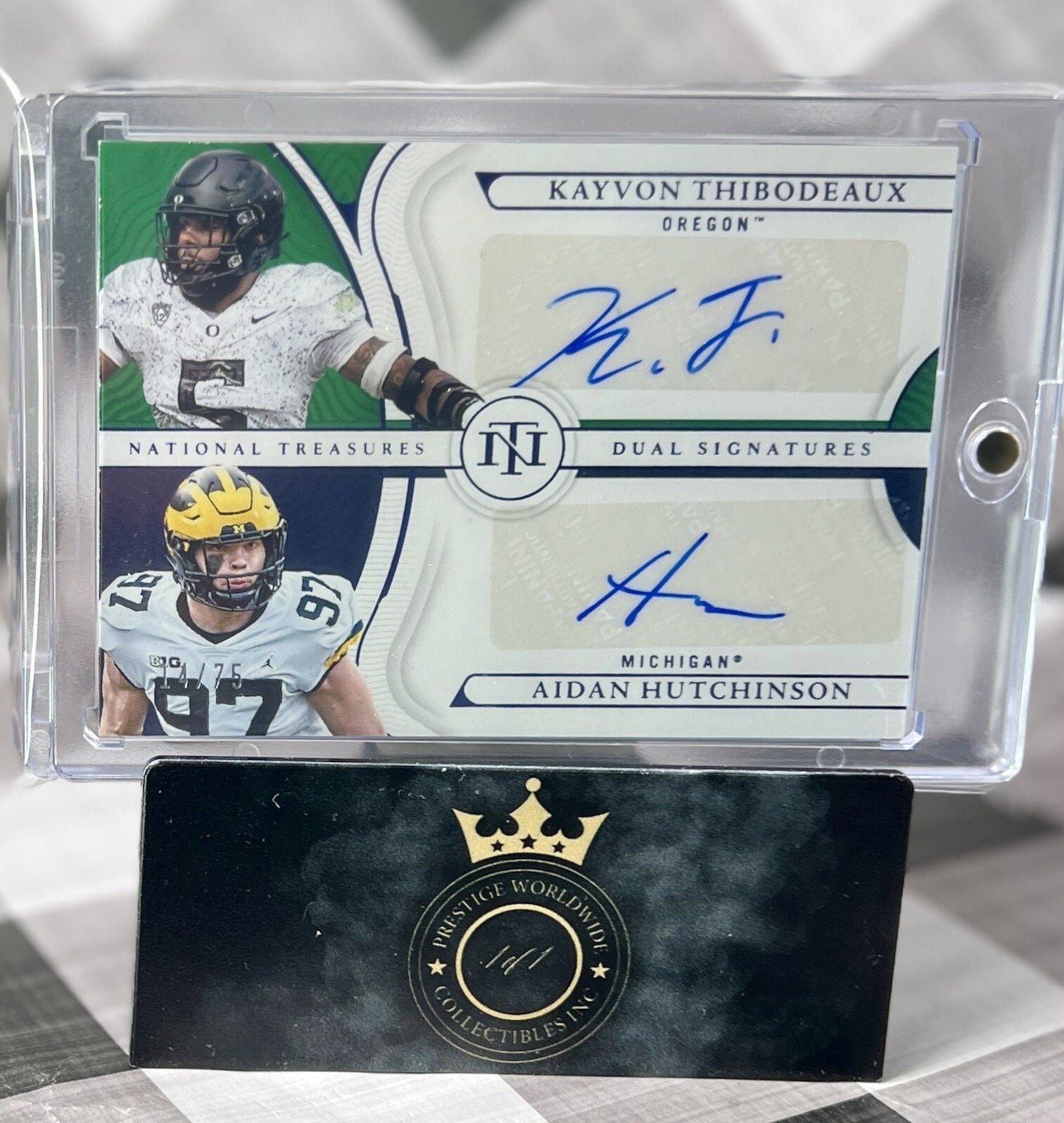 Kayvon Thibodeaux Aidan Hutchinson 2022 National Treasures Dual Auto /75 #DS-ORE