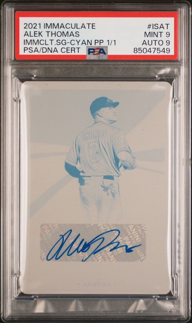 Alek Thomas 2021 Immaculate 1/1 Cyan Printing Plate PSA 9 / 9 #ISAT Diamondbacks