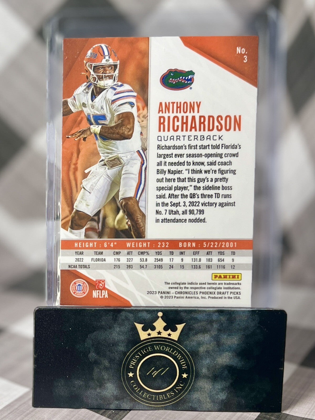 Anthony Richardson 2023 Panini Chronicles Draft Picks Phoenix Rookie #3 Colts