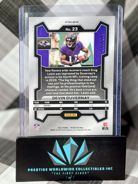 Devin Duvernay 2023 Panini Prizm Red Wave Prizm /149 #23 Baltimore Ravens