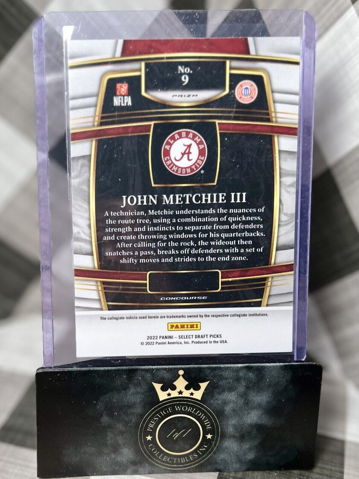 John Metchie III 2022 Select Draft Picks Concourse Red Laser Prizm #9 HOU Texans
