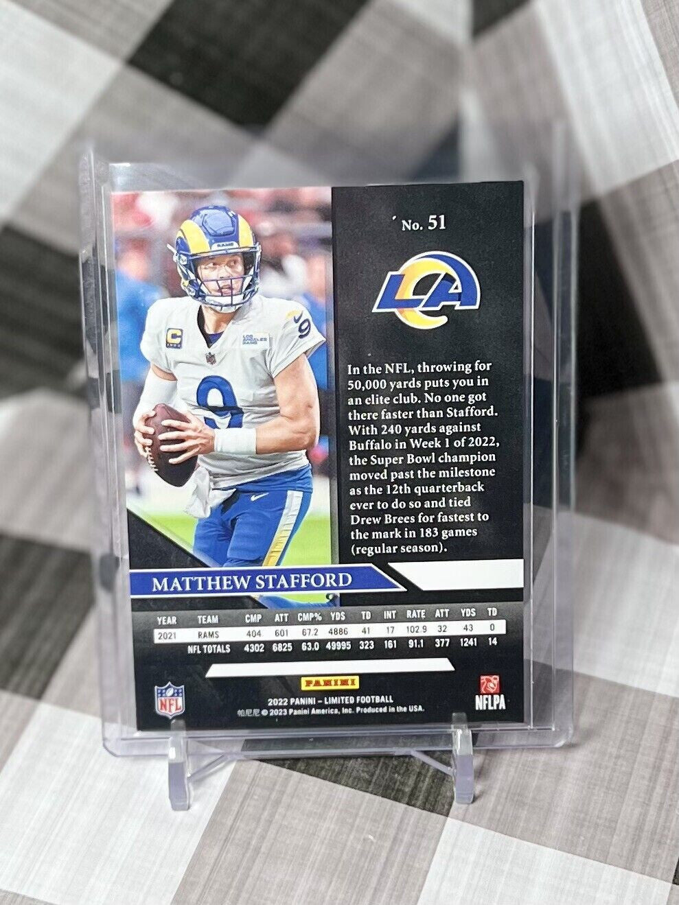 ๐๐ฅ MATTHEW STAFFORD 2022 Panini Limited Base #51 - LA RAMS SB MVP QB ๐๐ฅHOF?