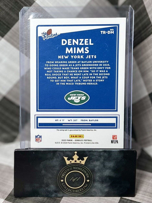 DENZEL MIMS 2020 PANINI DONRUSS THE ROOKIES AUTOGRAPH /299 #TR-DM NEW YORK JETS