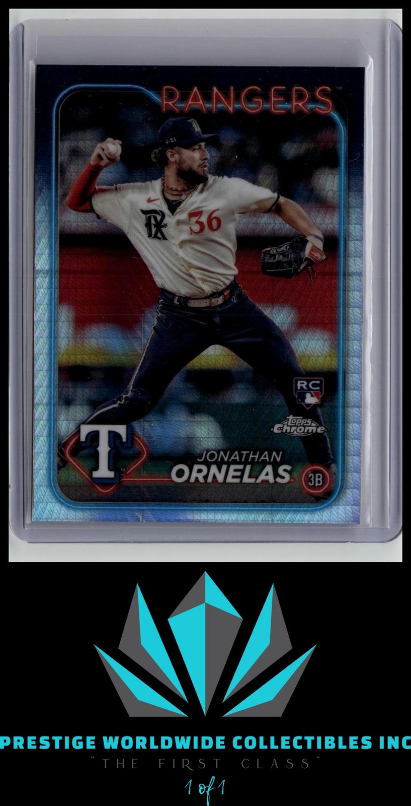 Jonathan Ornelas 2024 Topps Chrome Prism Refractor Rookie #74 Texas Rangers RC