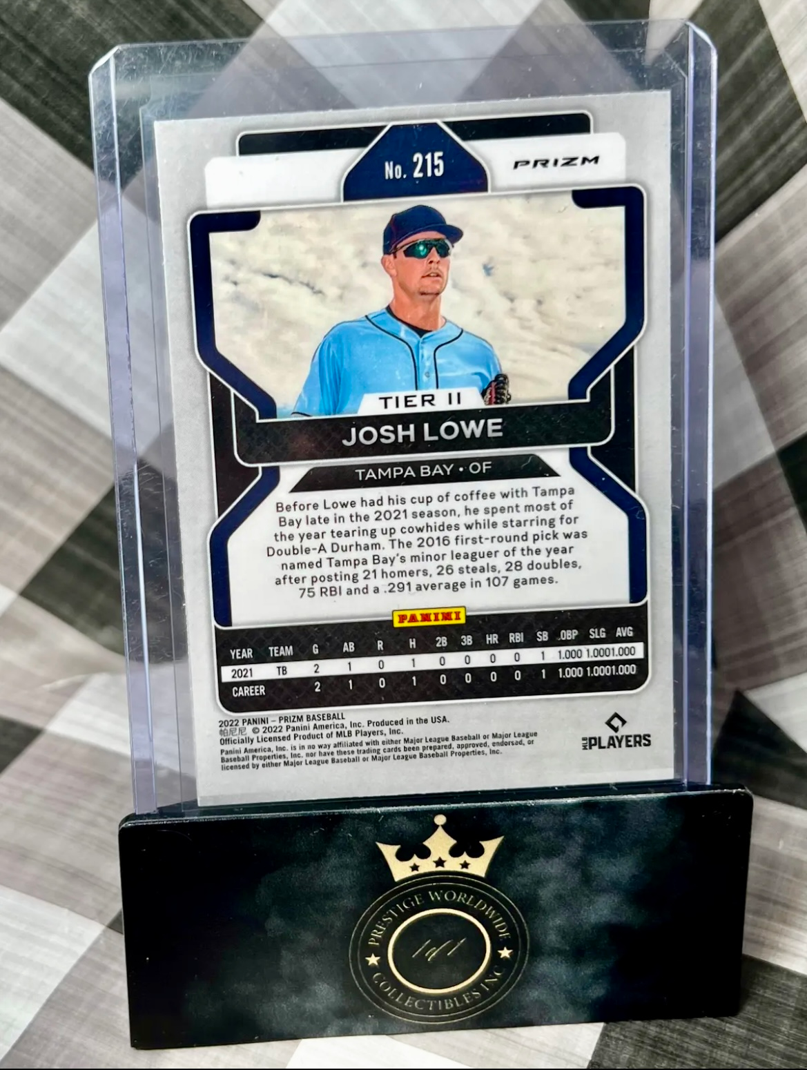 Josh Lowe 2022 Panini Prizm White Wave Prizm Rookie #215 Tampa Bay Rays