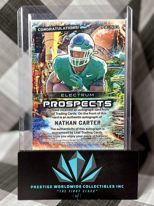 Nathan Carter 2024 Leaf Electrum Prospects Gold Foil Rookie Auto /10 #PA-NC1 MSU