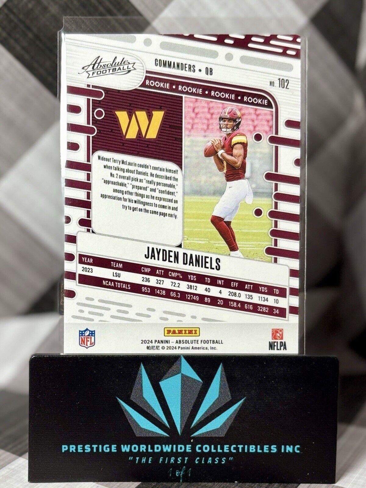 Jayden Daniels 2024 Panini Absolute Rookie Foil #102 Washington Commanders RC