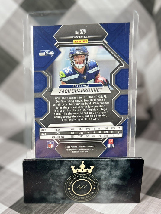 Zach Charbonnet 2023 Mosaic Rookie Red & Green Mosaic Prizm #379 SEA Seahawks RC