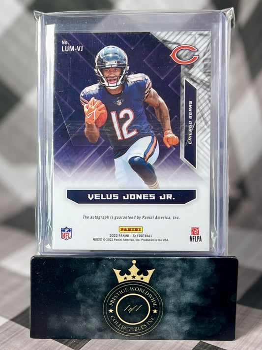 Velus Jones Jr. 2022 XR Luminous Blue Rookie Auto /49 #LUM-VJ Chicago Bears RC