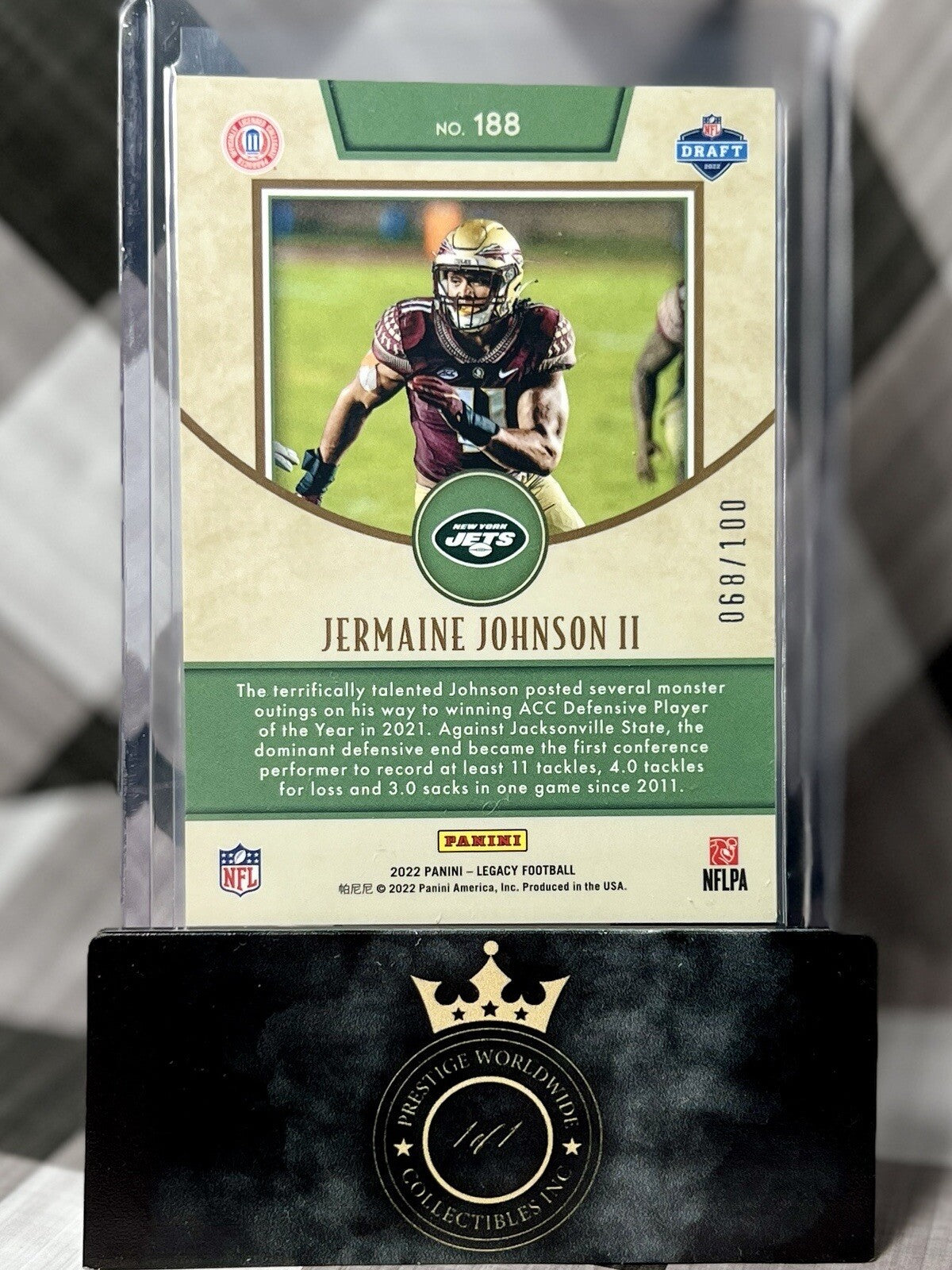 Jermaine Johnson II 2022 Legacy Rookie Bronze Refractor /100 #188 NY Jets SP RC