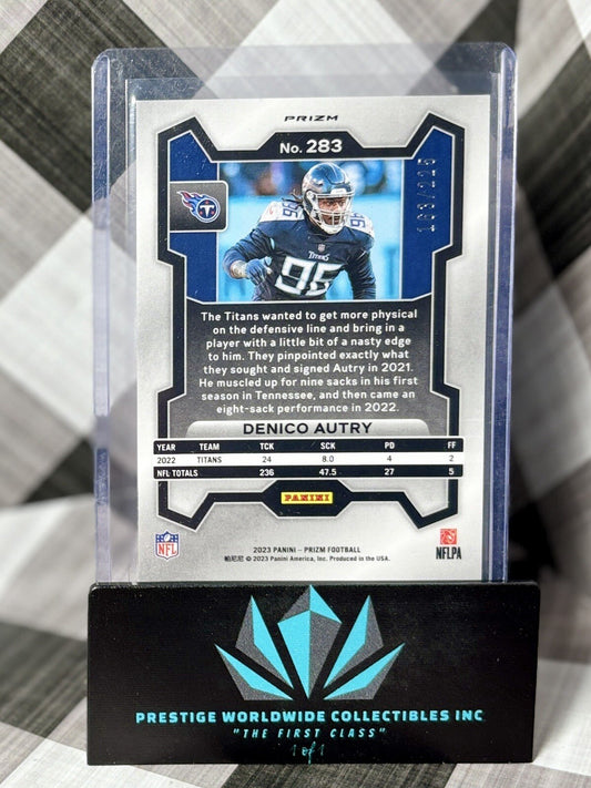 Denico Autry 2023 Prizm Purple Cracked Ice /225 #283 Tennessee Titans SP