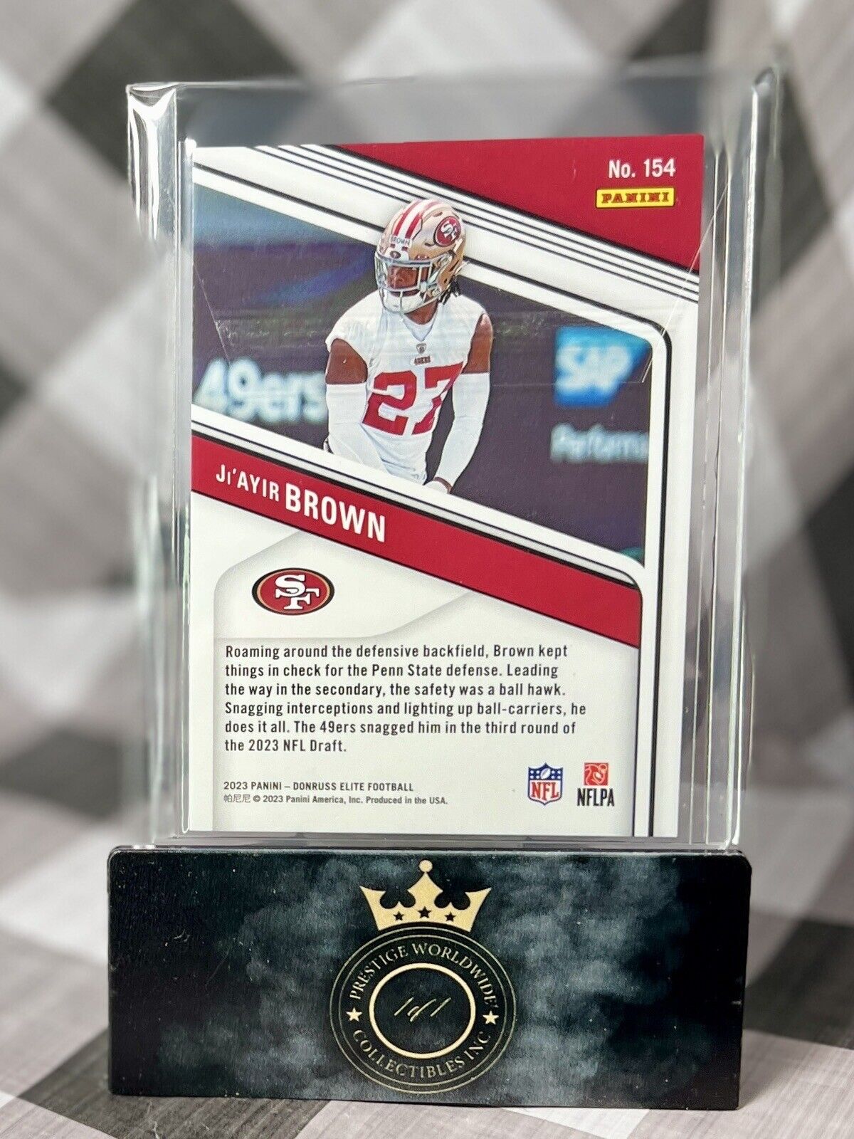 Ji’Ayir Brown 2023 Donruss Elite Blue Status Sparkle Rookie /299 #154 SF 49rs RC