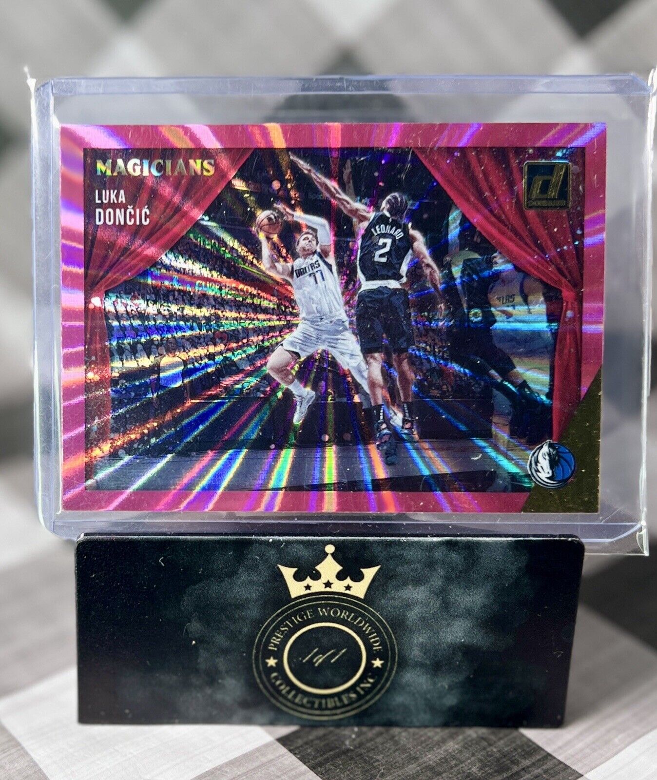 Luka Doncic 2021 Donruss Magicians Pink Laser SP #5 Dallas Mavericks SP