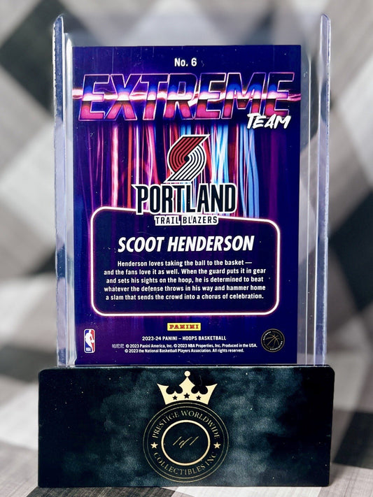 Scoot Henderson 2023-24 Panini NBA Hoops Extreme Team Rookie #6 Trail Blazers RC