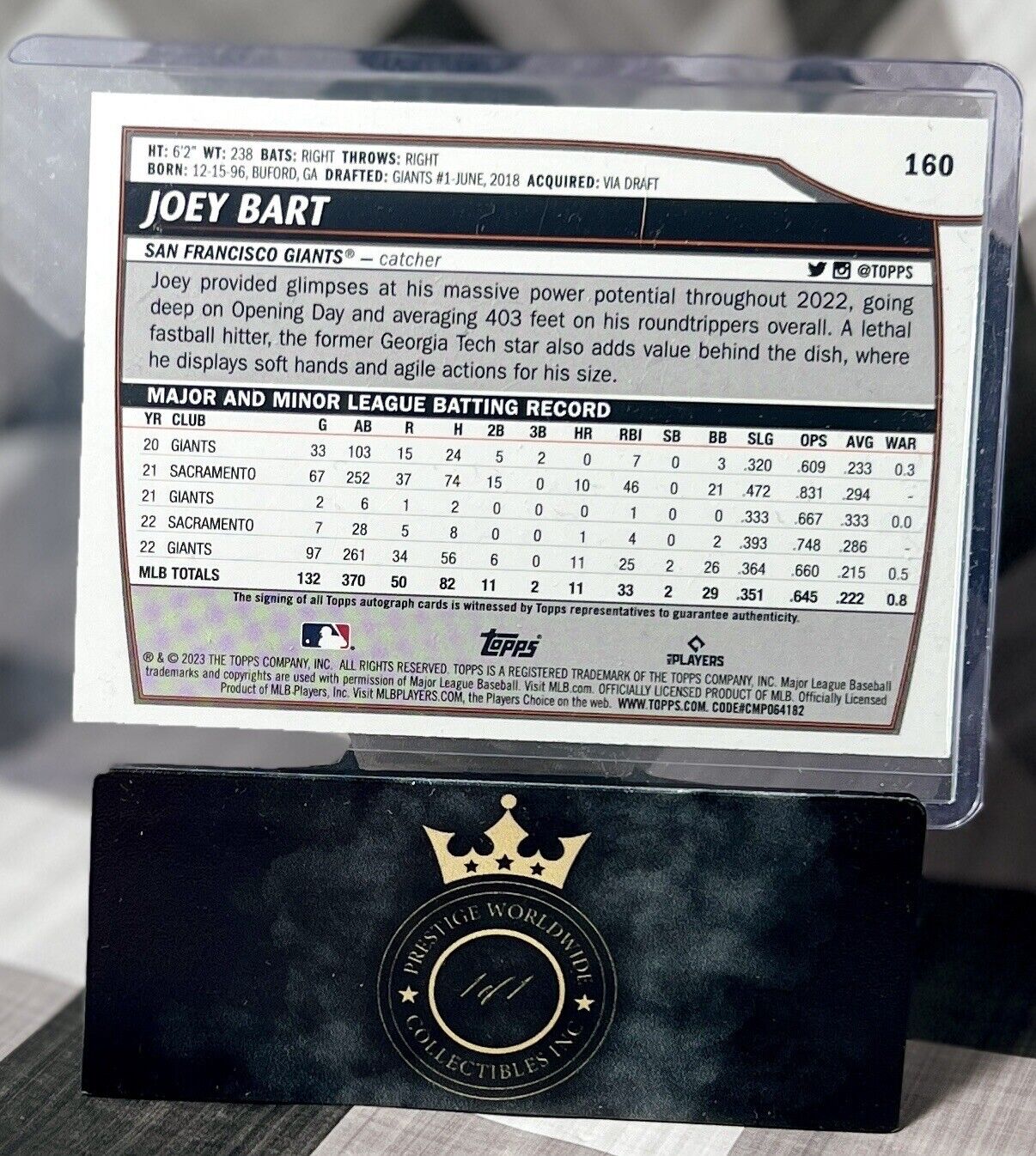 Joey Bart 2023 Topps Big League Orange Auto #160 San Francisco Giants