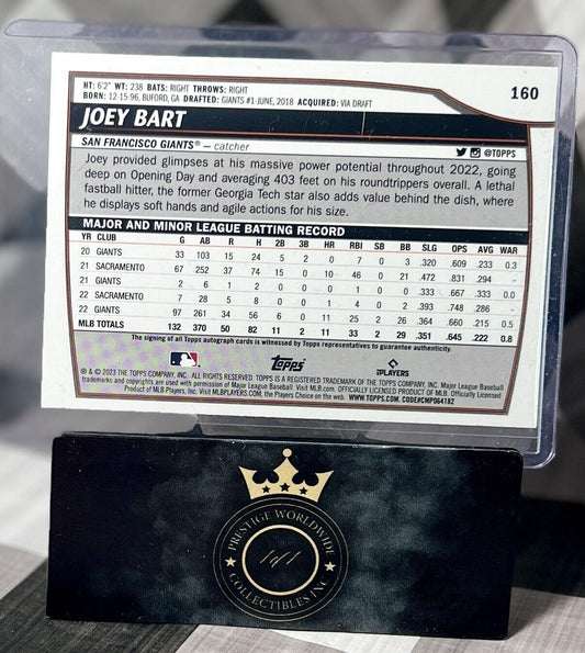 Joey Bart 2023 Topps Big League Orange Auto #160 San Francisco Giants