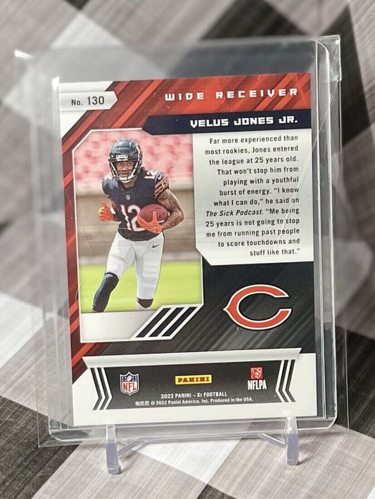 Velus Jones Jr 2022 Panini XR Rewards Pack Purple Parallel /25 #130 BEARS SP RC