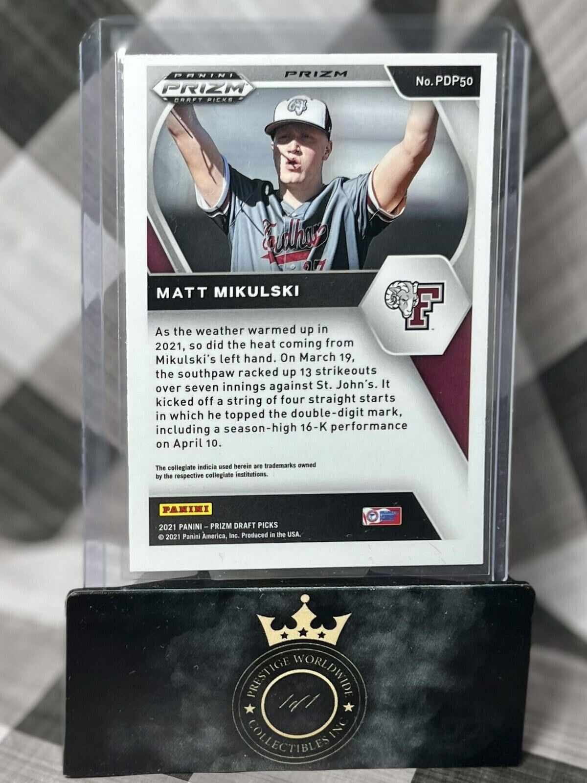 MATT MIKULSKI 2021 Panini Prizm Draft Picks Red Velocity Prizm #PDP50 Giants MLB