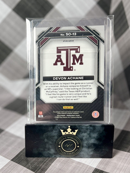 Devon Achane 2023 Prizm Draft Picks Red Ice Student Orientation Rookie #SO13 MIA