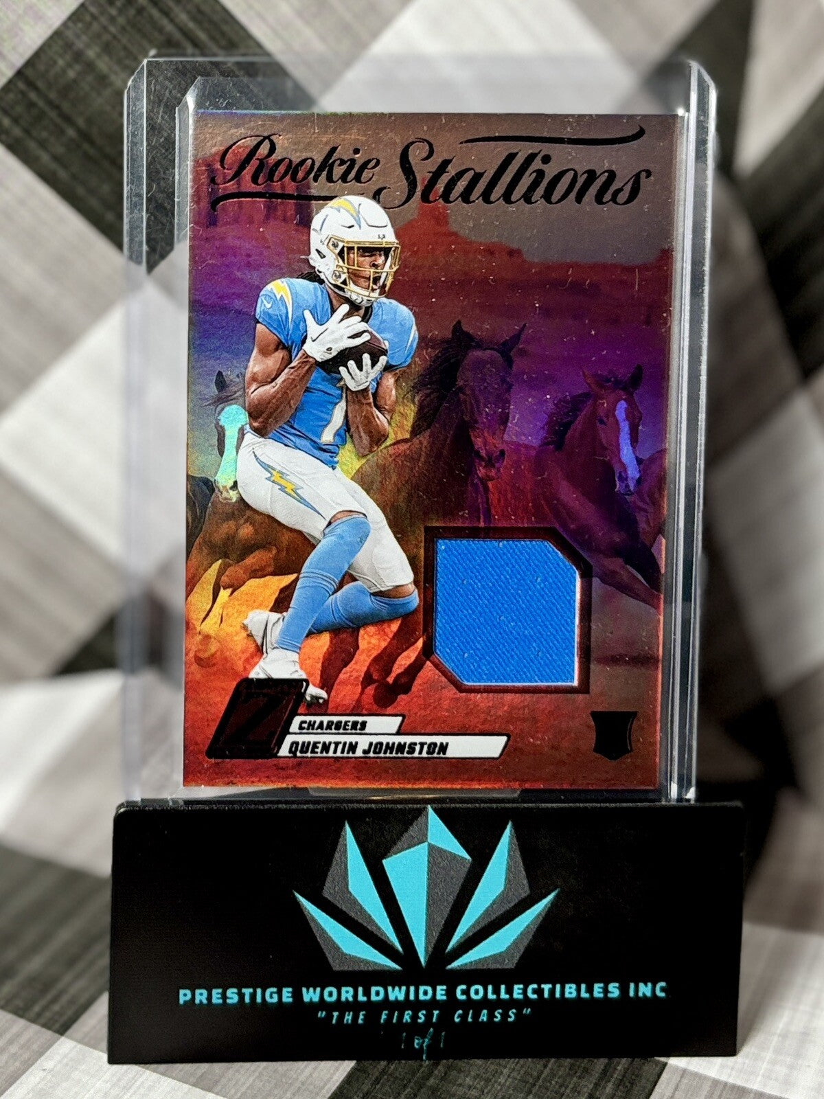 Quentin Johnston 2023 Zenith Rookie Stallions Jersey Patch #RS-QJN Chargers RC