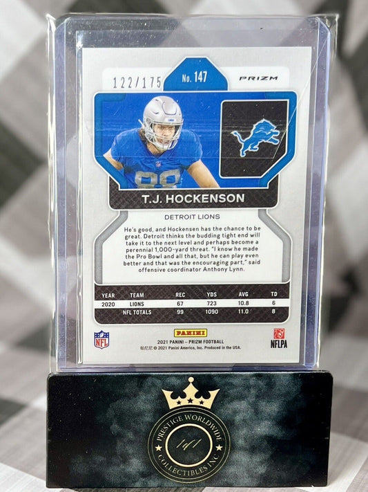 TJ Hockenson 2021 Panini Prizm Green Hyper Prizm /175 #147 Detroit Lions SP