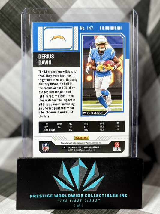 Derius Davis 2023 Contenders Divisional Ticket Rookie Auto /99 #147 LA Chargers