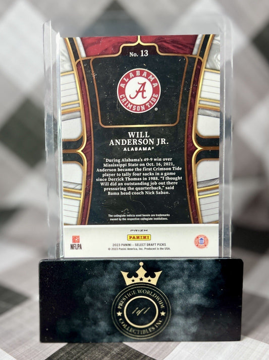 Will Anderson Jr. 2023 Select Draft Picks Gold Lazer Prizm #13 Bama & Texans RC