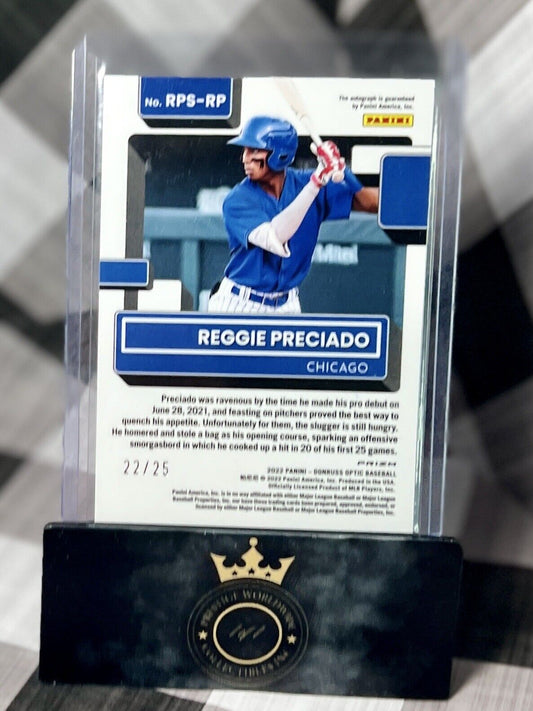 Reggie Preciado 2022 Optic Teal Prizm Rated Prospect Auto /25 #RPS-RP Chicago SP