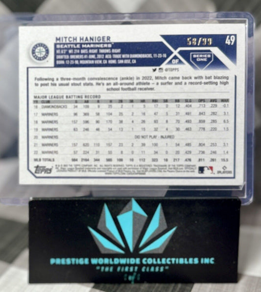 Mitch Haniger 2023 Topps Series One Vintage Stock /99 #49 Seattle Mariners