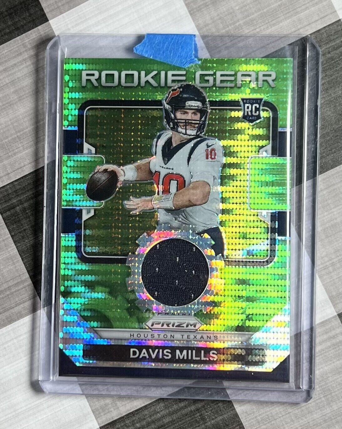 2021 Panini Prizm Davis Mills RC Rookie Gear Jersey Relic Green Pulsar - Texans