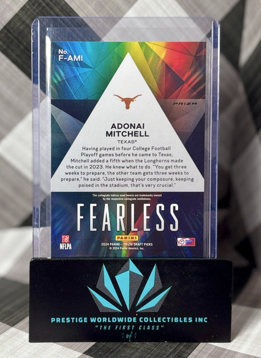 Adonai Mitchell 2024 Prizm Draft Picks Red Ice Fearless Rookie #F-AMI Colts RC