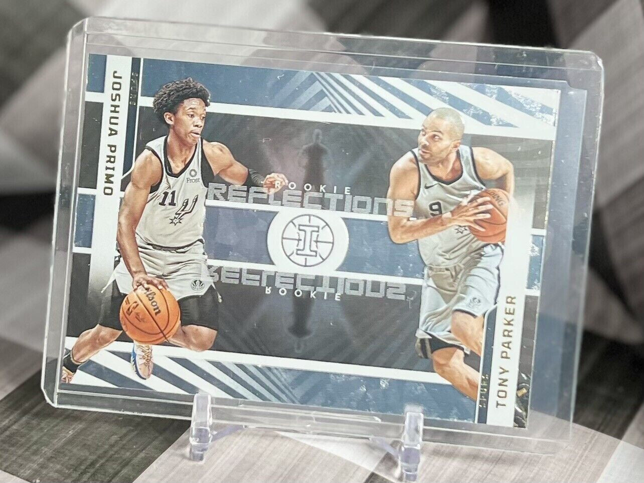 Joshua Primo & Tony Parker 2021-22 Panini ILLUSIONS Rookie Reflections #19 Spurs