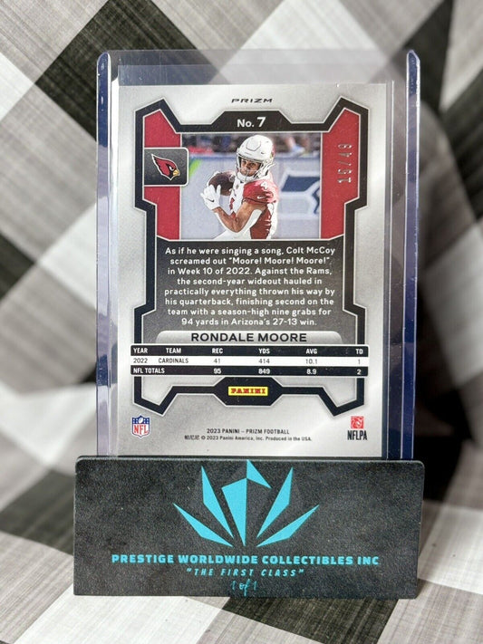Rondale Moore 2023 Panini Prizm Football Purple Power Parallel /49 #7 Cardinals