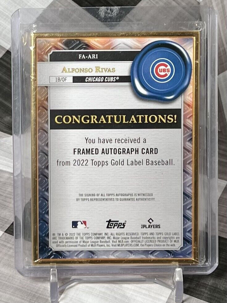 Alfonso Rivas 2022 Topps Gold Label Rookie Gold Framed Auto #FA-ARI - Cubs RC