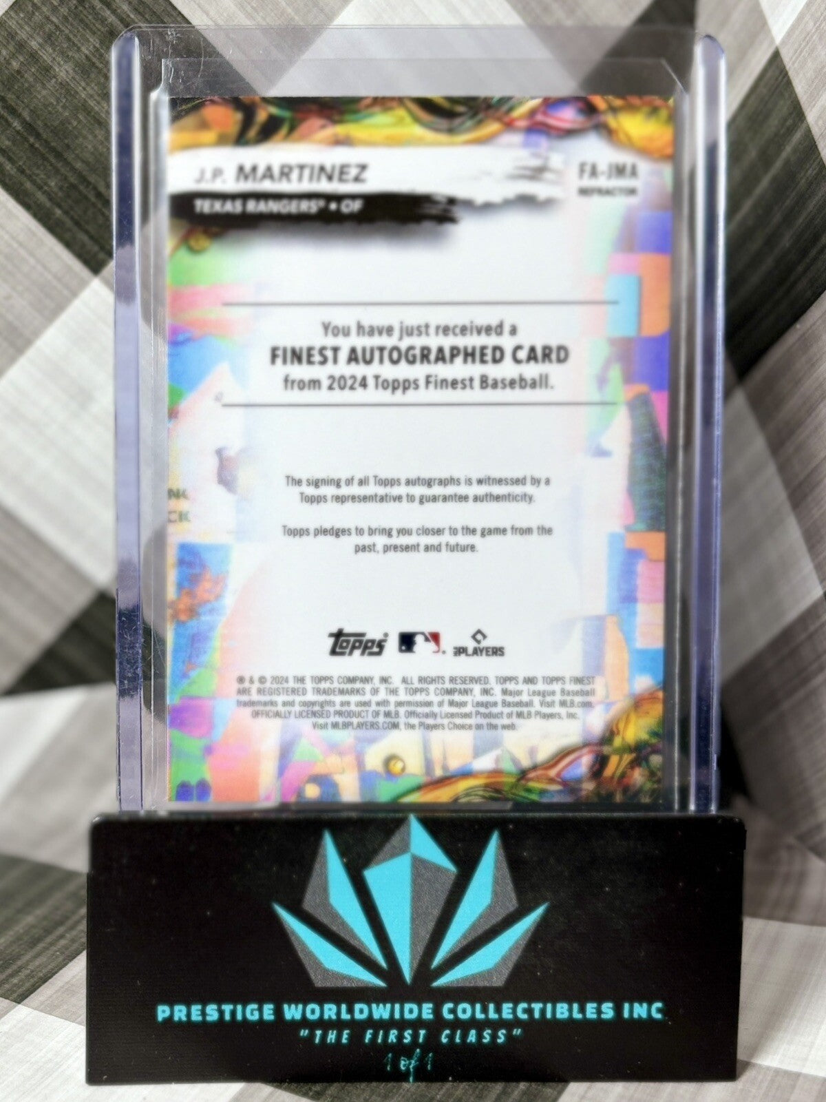 JP Martinez 2024 Topps Finest Rookie Refractor Auto #FA-JMA Texas Rangers RC