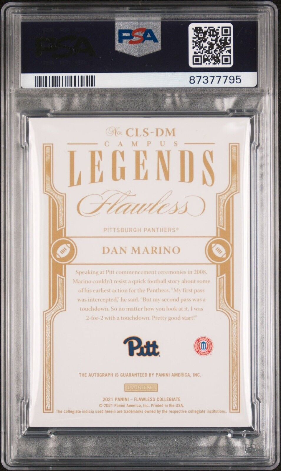 Dan Marino 2021 Flawless Campus Legends Ruby Auto /15 #CLSDM Dolphins & PITT