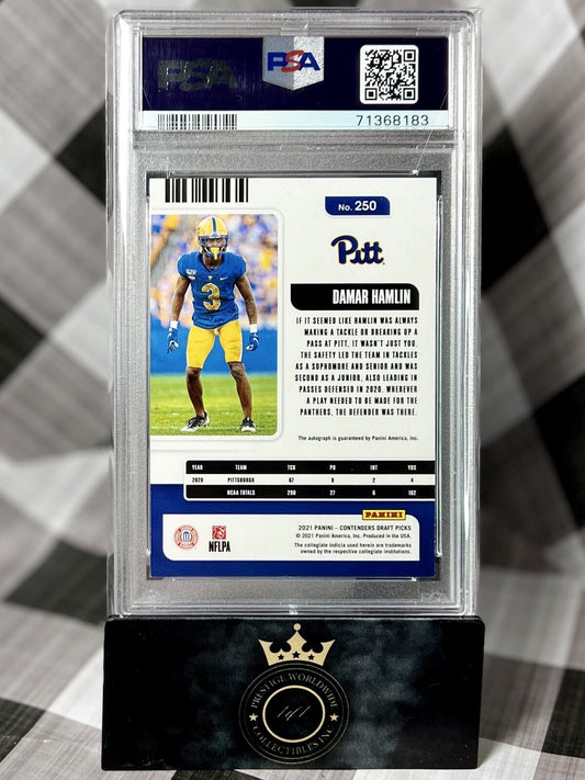DAMAR HAMLIN 2021 PANINI CONTENDERS DRAFT ROOKIE AUTO BILLS PITT RC - PSA POP 1!