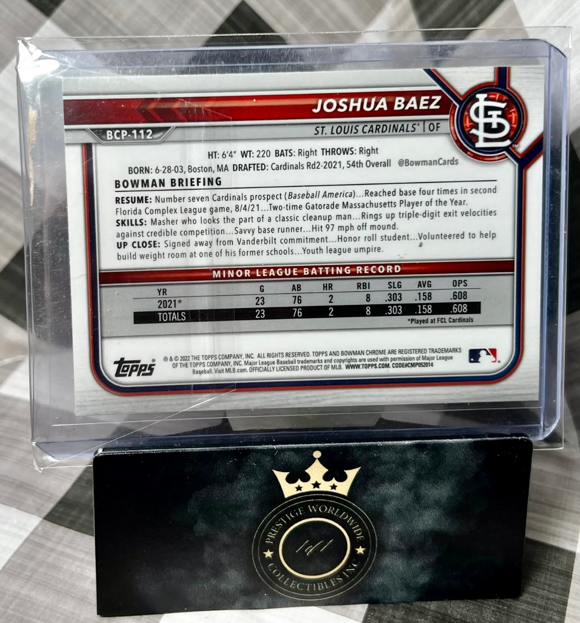 Joshua Baez mojo 2022 Bowman Chrome Prospects #BCP-112 - STL Cards