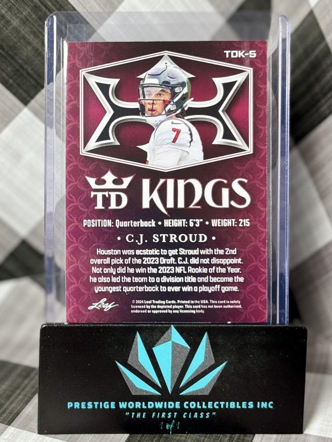 CJ Stroud 2024 Leaf Football White Touchdown Kings Rookie #TDK-5 Texans RC & OSU