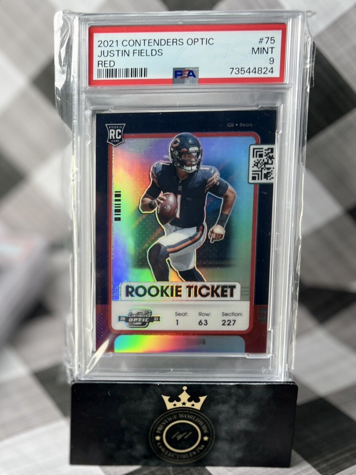 Justin Fields 2021 Contenders Optic Red Rookie Ticket /175 PSA 9 #75 Bears RC
