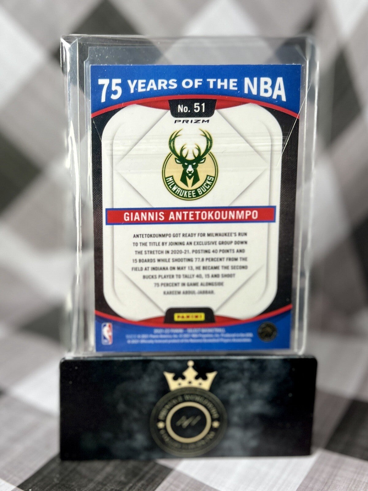 Giannis Antetokounmpo 2021-22 Select 75 Years Of The NBA Silver Prizm #51 Bucks