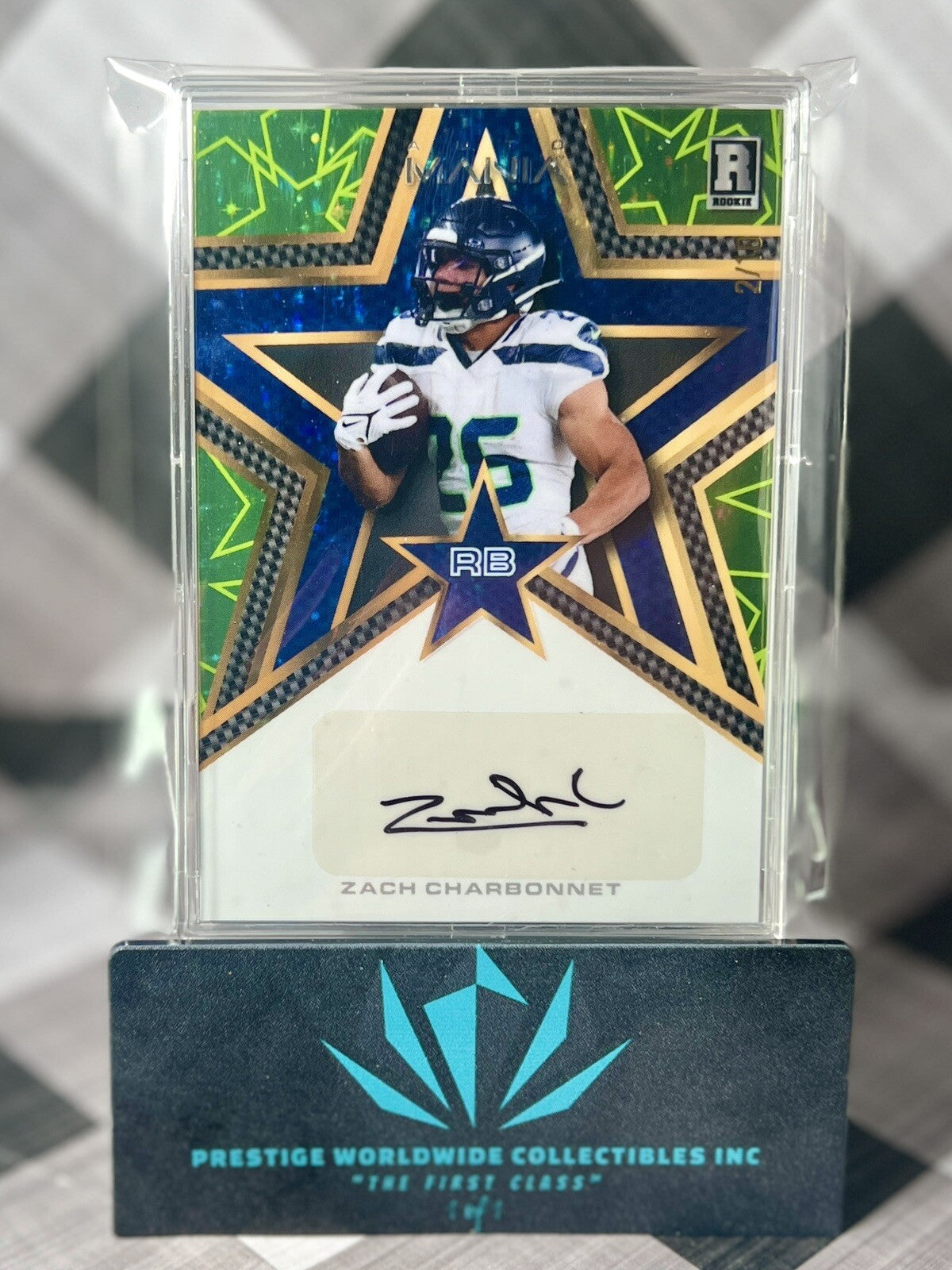 Zach Charbonnet 2023 Wild Card Auto Mania Green Stars Rookie Auto /5 #AMS-A SEA