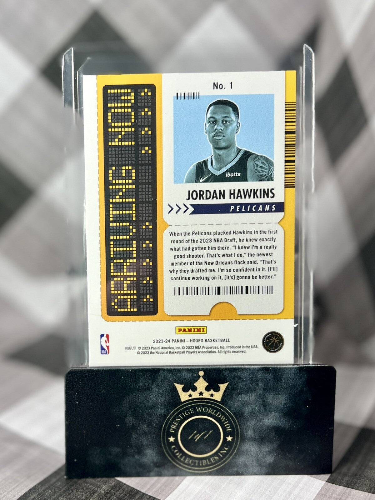 Jordan Hawkins 2023-24 NBA Hoops Arriving Now Gold Foil Holo Rookie #1 Pelicans