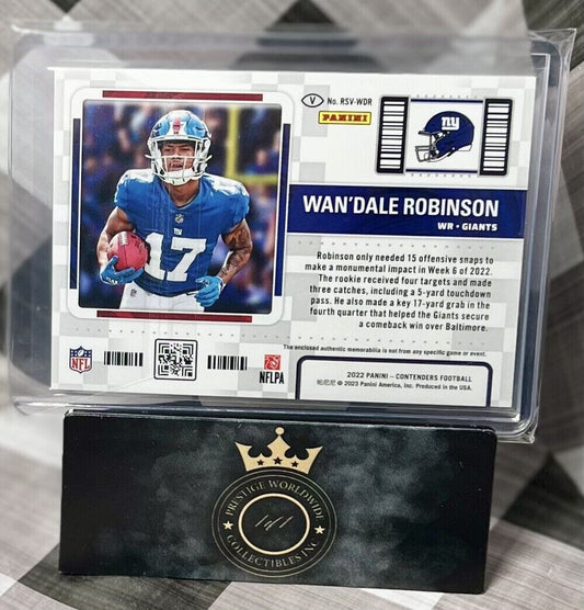 WAN'DALE ROBINSON 2022 Contenders Rookie Grn Season Ticket Patch #RSV-WDR Giants