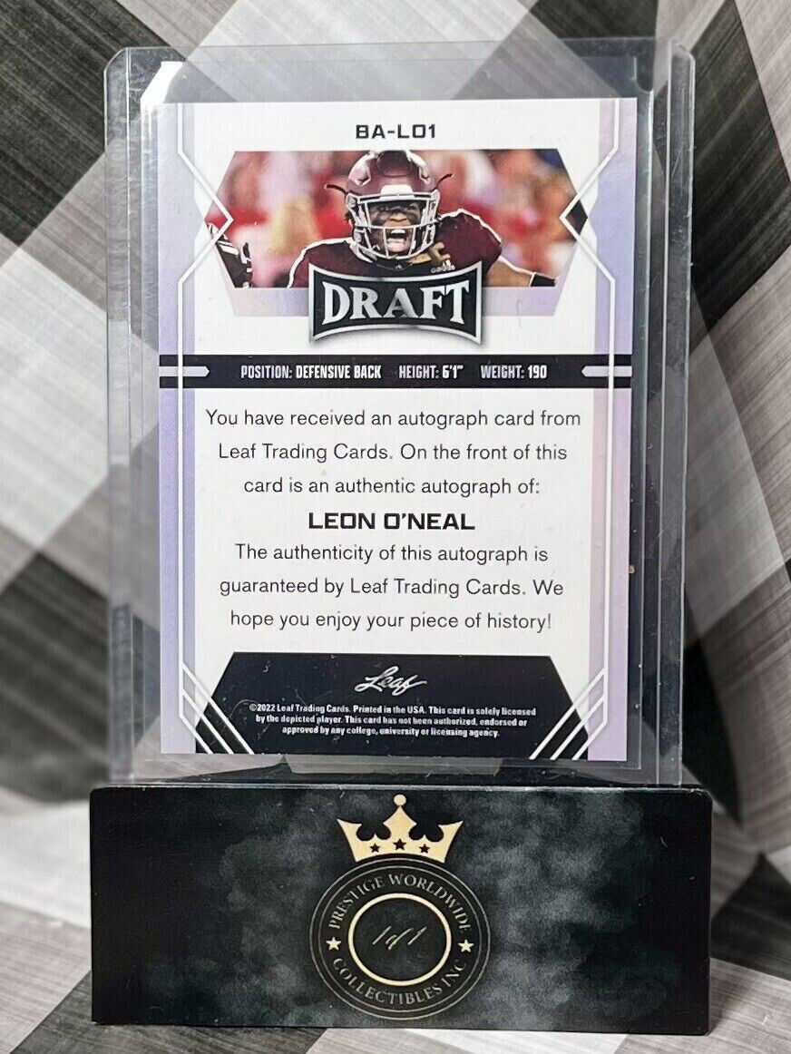 Leon O'Neal 2022 Leaf Draft Rookie Auto #BA-L01 Texas A&M ๐๐๐ฅ