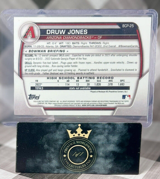Druw Jones 2023 Bowman Chrome 1st Prospect #BCP-25 AZ Diamondbacks
