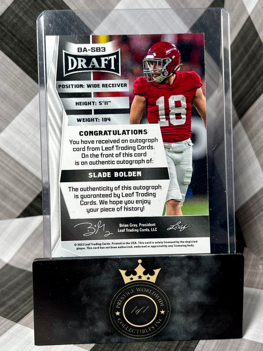 Slade Bolden 2023 Leaf Draft Yellow Auto #BA-SB3