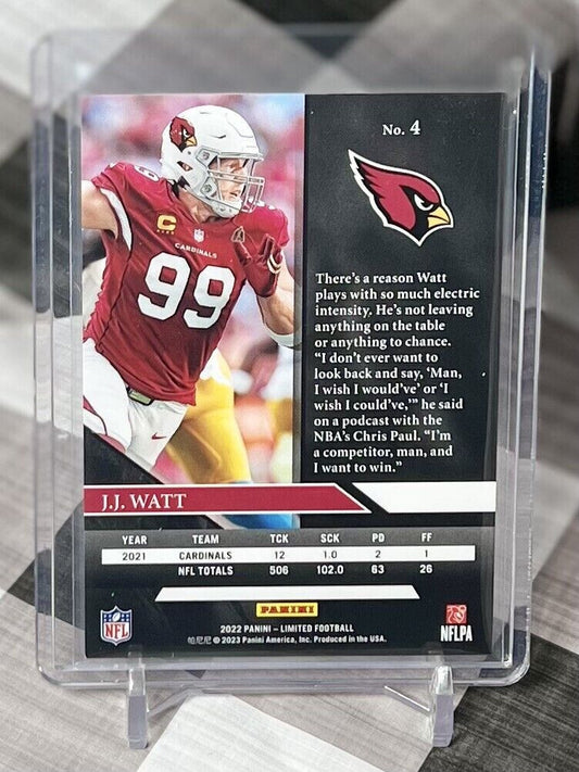 📈🔥 JJ Watt 2022 Panini Limited Base #4 - Arizona Cardinals - FUTURE HOF 📈🔥