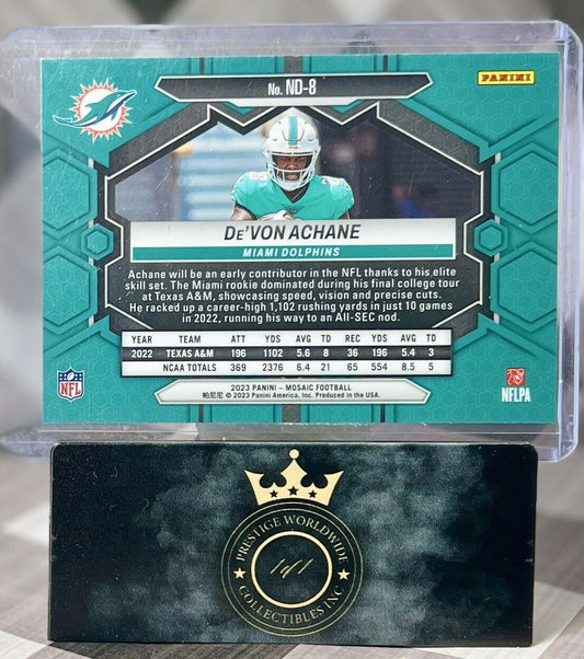 Devon Achane 2023 Mosaic NFL Debut Rookie #ND-8 Miami Dolphins RC